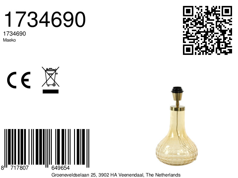 Lampe de table en verre doré pour l'ambiance Light & Living Maeko – Image 2