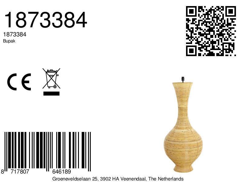 Lampadaire en rotin forme vase naturel Light & Living Bupak – Image 7