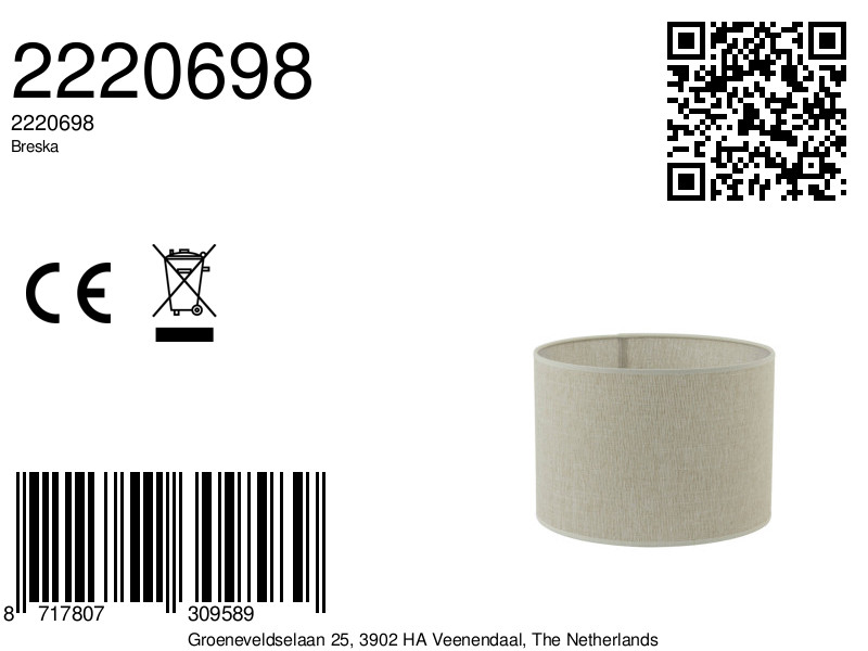 Abat-jour d'ambiance en forme de cylindre beige Light & Living Breska – Image 9