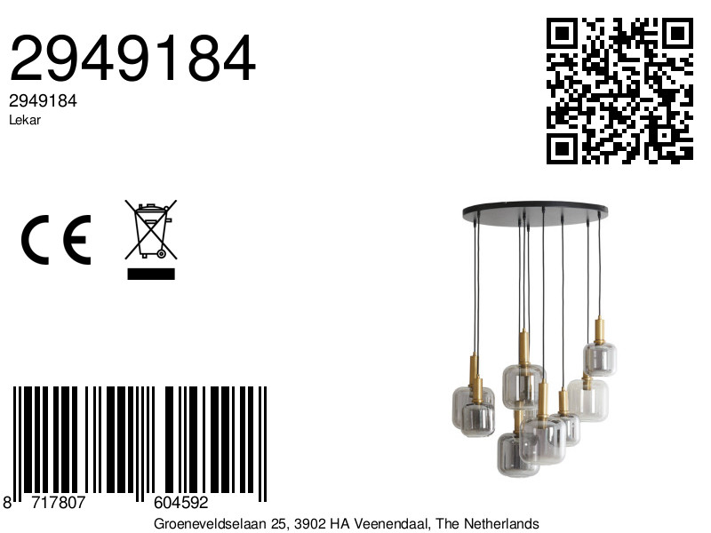 Suspension en verre avec détails dorés Light & Living Lekar – Image 8
