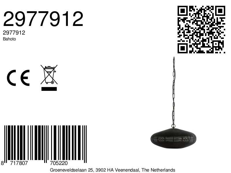 Suspension noire avec chaîne Light & Living Bahoto – Image 9