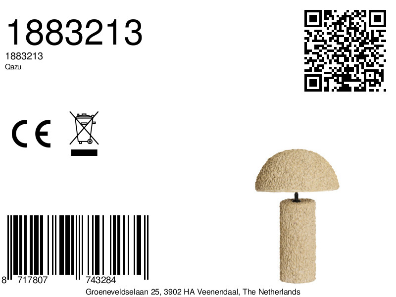 Lampe champignon en texture beige Light & Living Qazu – Image 6