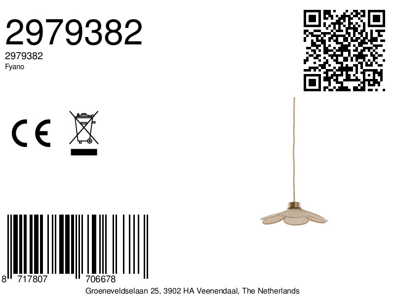 Suspension en forme de fleur en teinte naturelle Light & Living Fyano – Image 9