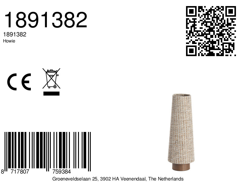 Lampe de table beige en tissu Light & Living Howie – Image 5