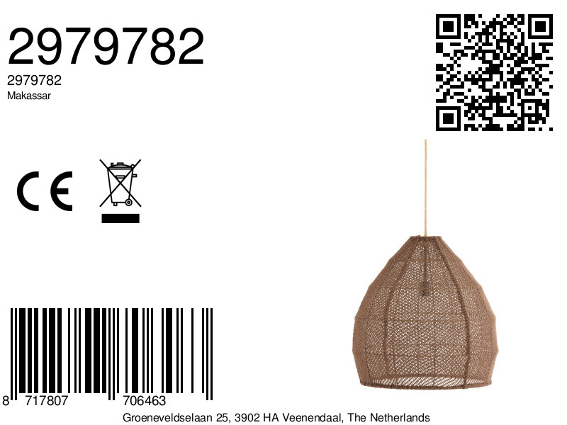 Suspension avec abat-jour tressé marron Light & Living Makassar – Image 8