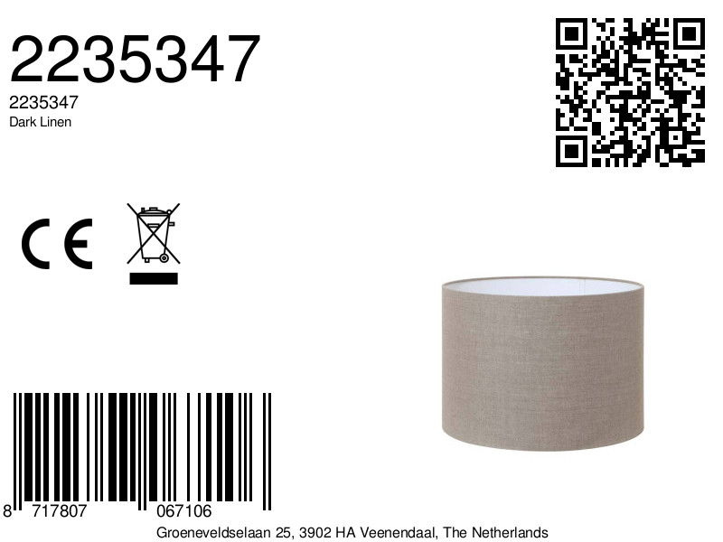 Abat-jour beige en forme cylindrique Light & Living Dark Linen – Image 5