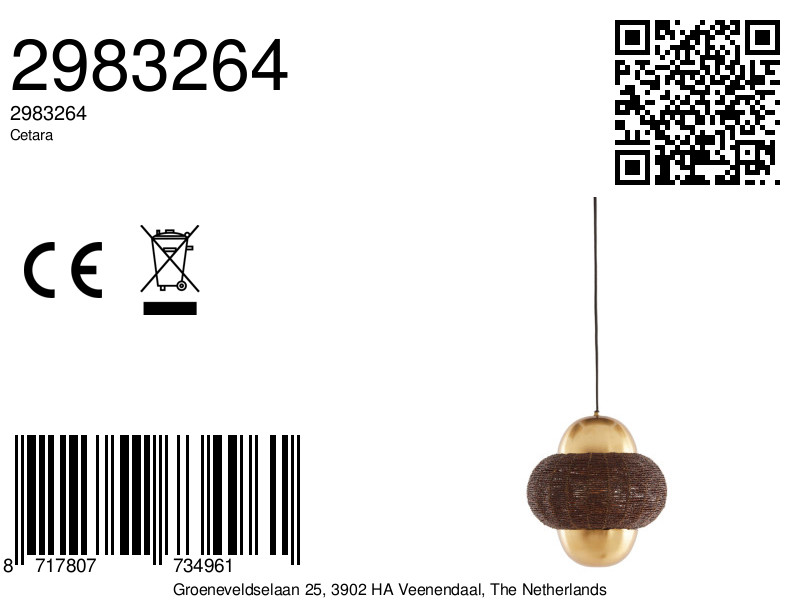 Suspension décorative à perles dorées Light & Living Cetara – Image 8