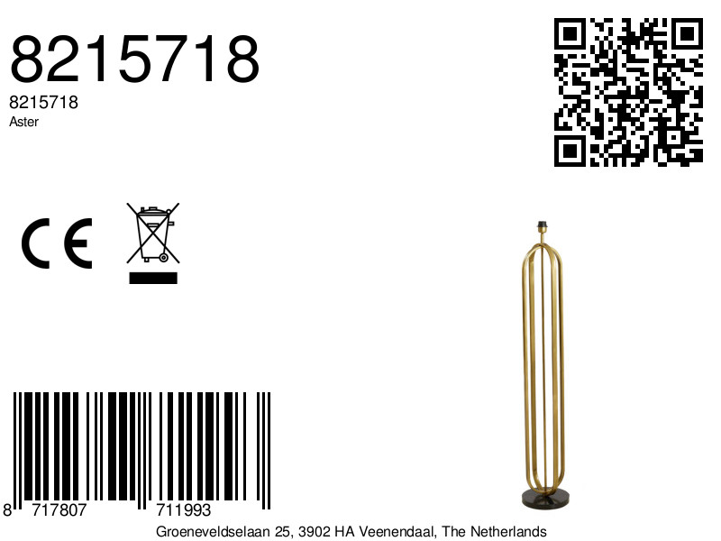 Piedestal de lampe sur pied doré Light & Living Aster – Image 6