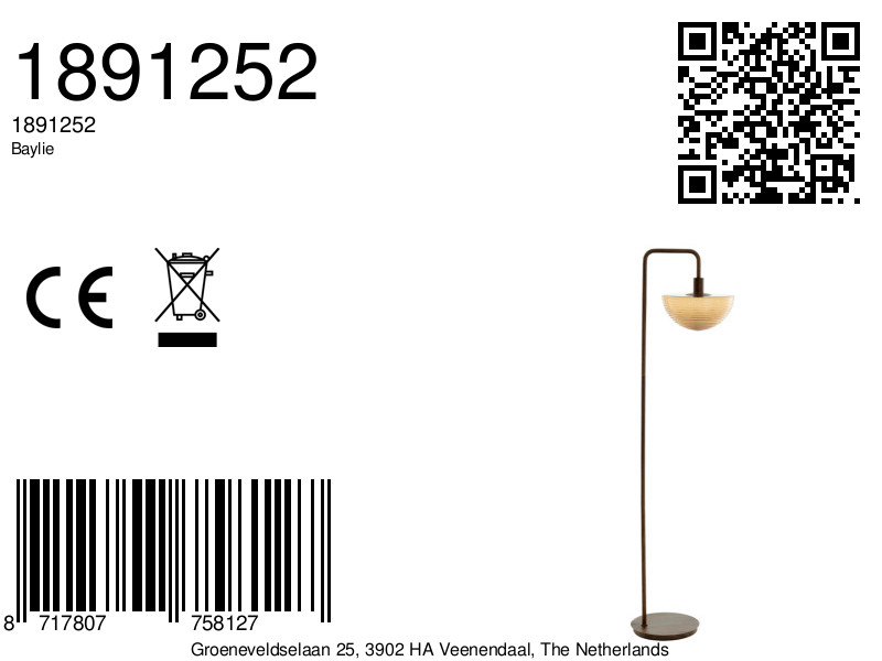 Lampadaire vintage avec abat-jour en verre ambré Light & Living Baylie – Image 8