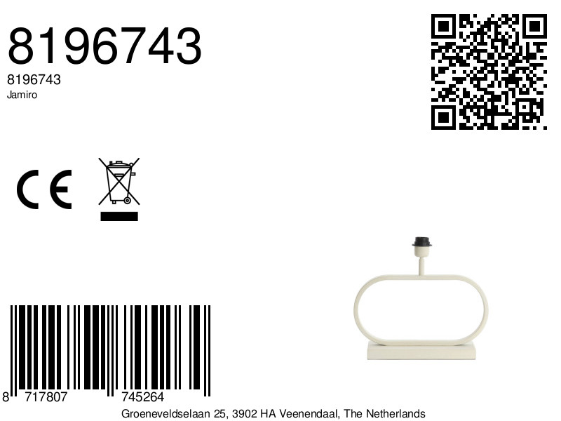 Petite base de lampe blanche moderne Light & Living Jamiro – Image 7