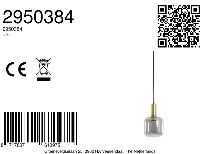 Suspension en verre avec détails dorés Light & Living Lekar – Image 7