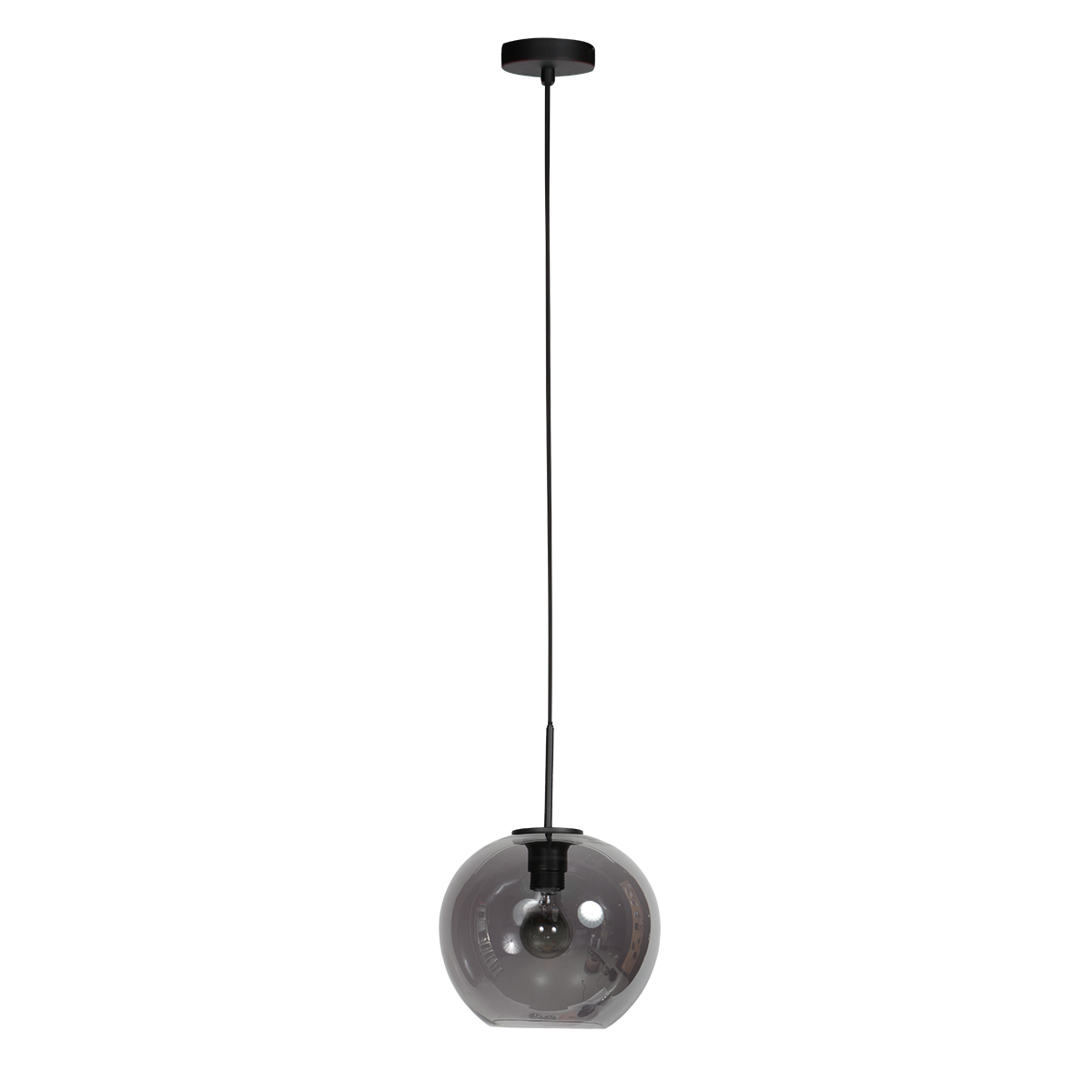 Suspension noire avec globe suspendu en verre fumé Mexlite HaloSwap – Image 2