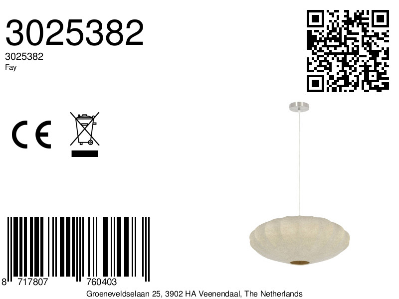 Suspension ronde crème avec abat-jour textile Light & Living Fay – Image 8