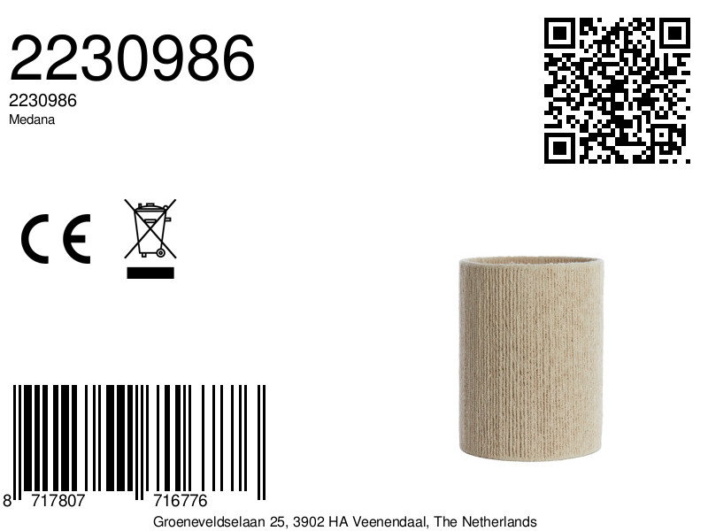 Abat-jour en tissu à rayures beige cylindrique Light & Living Medana – Image 6