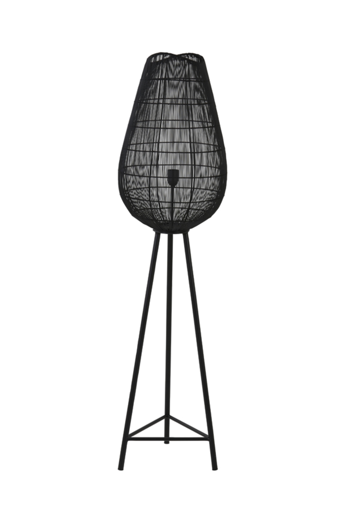 Lampadaire trépied noir avec abat-jour ovale filaire Light & Living Yumi – Image 3