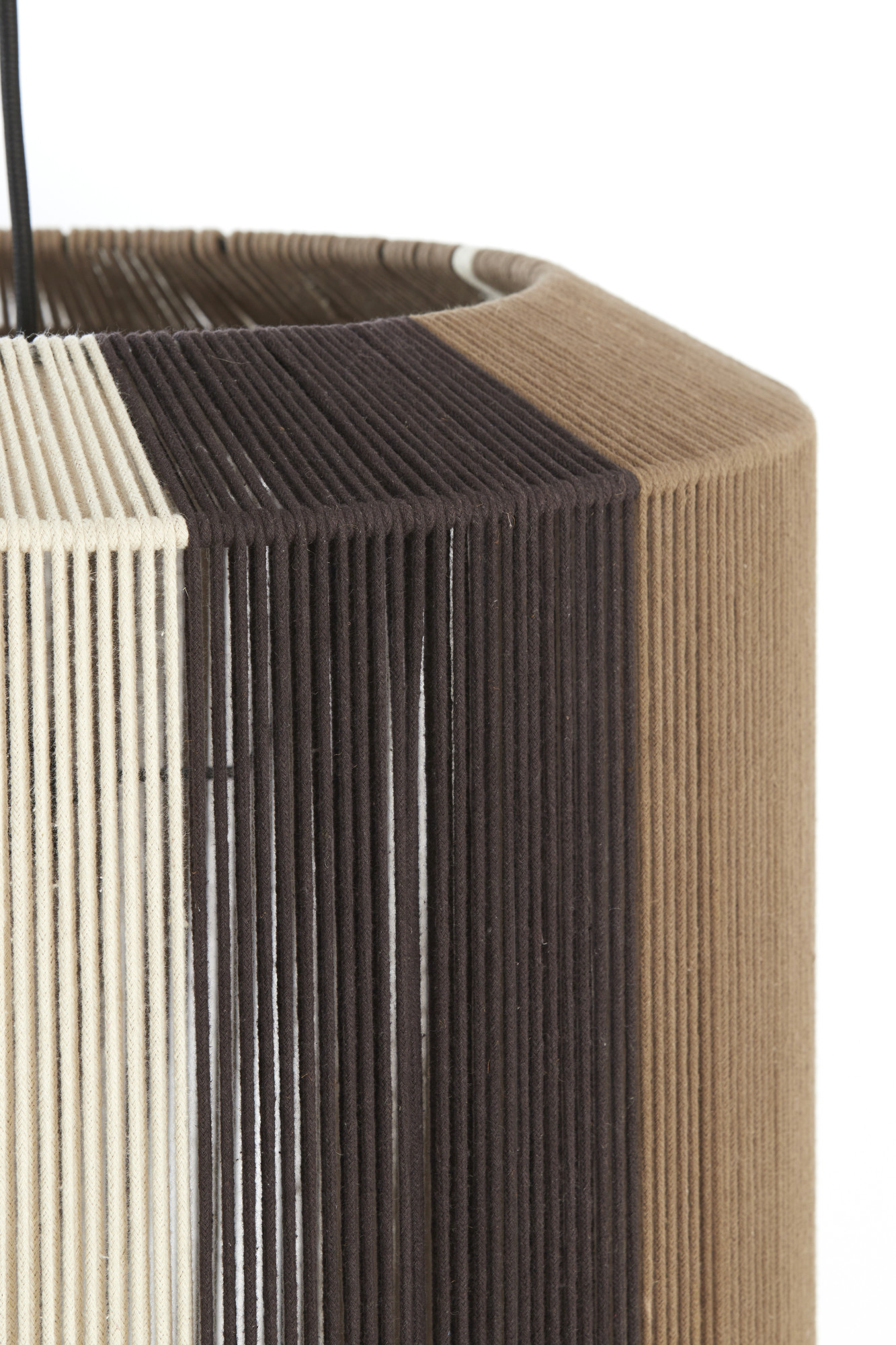 Suspension rayée marron et blanche Light & Living Kozana – Image 5