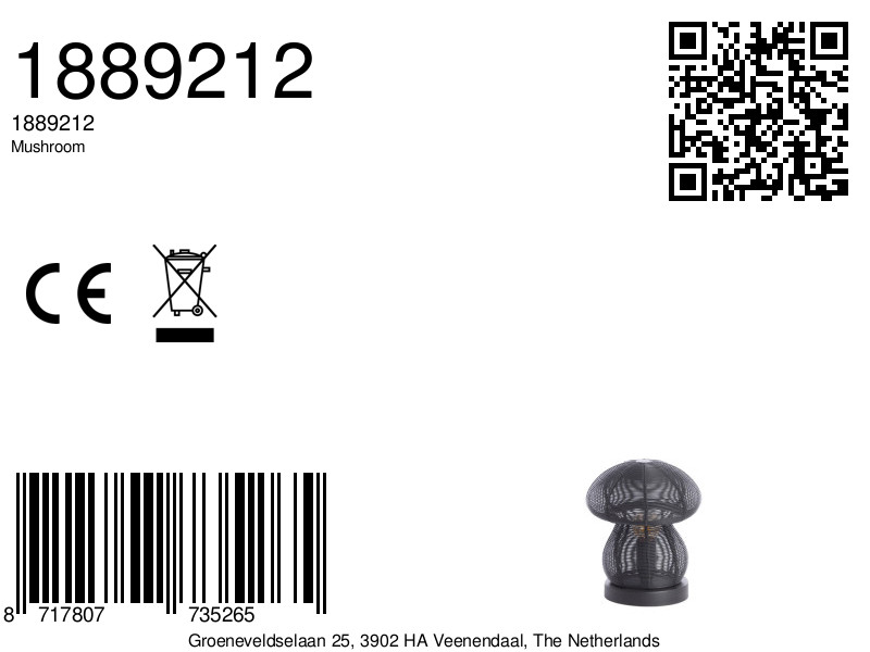 Petite lampe champignon noire Light & Living Mushroom – Image 5