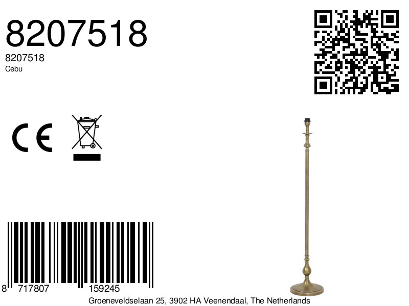 Piedestal de lampe antique de couleur brun Light & Living Cebu – Image 3