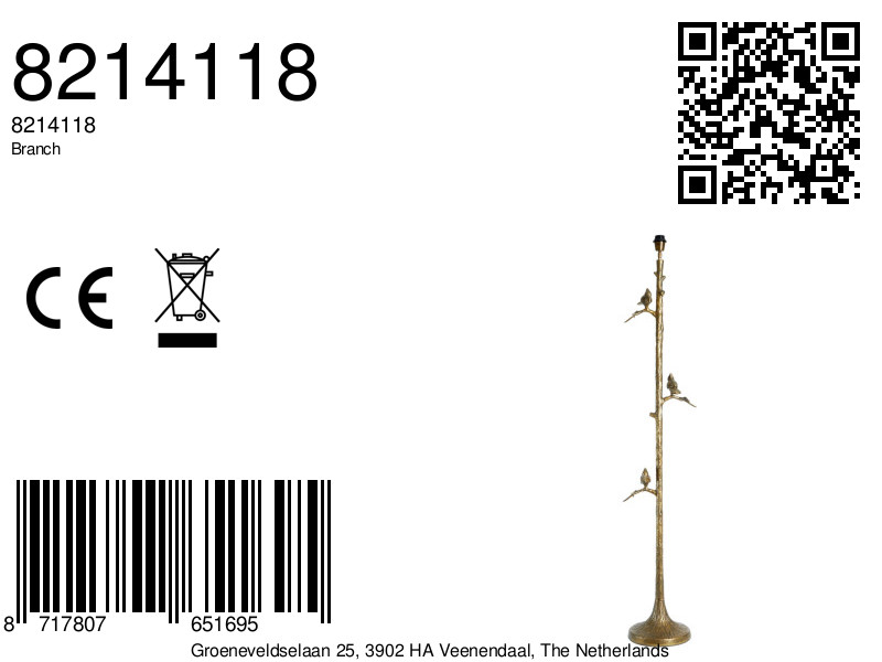 Lampe sur pied dorée design naturel Light & Living Branch – Image 6