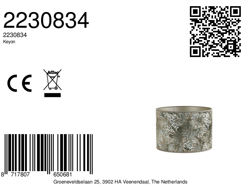 Abat-jour imprimé d'animaux en forme cylindrique Light & Living Keyon – Image 9