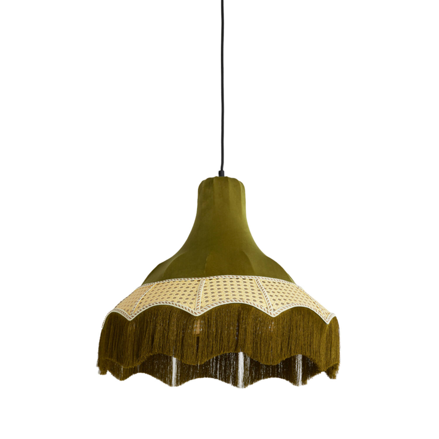Suspension verte avec franges Light & Living Mizia