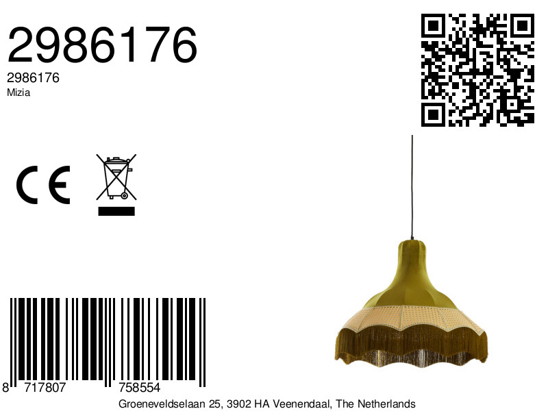 Suspension verte en velours avec franges Light & Living Mizia – Image 7