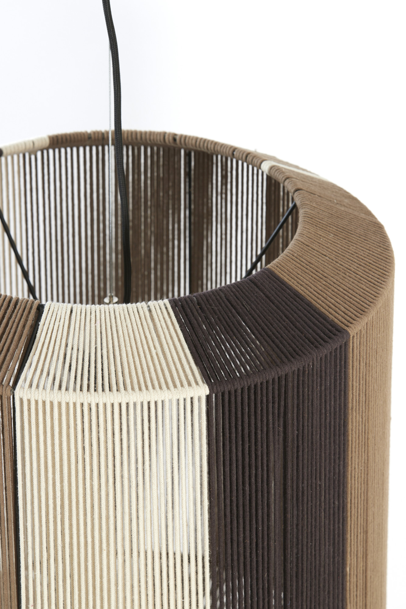 Suspension rayée marron et blanche Light & Living Kozana – Image 3