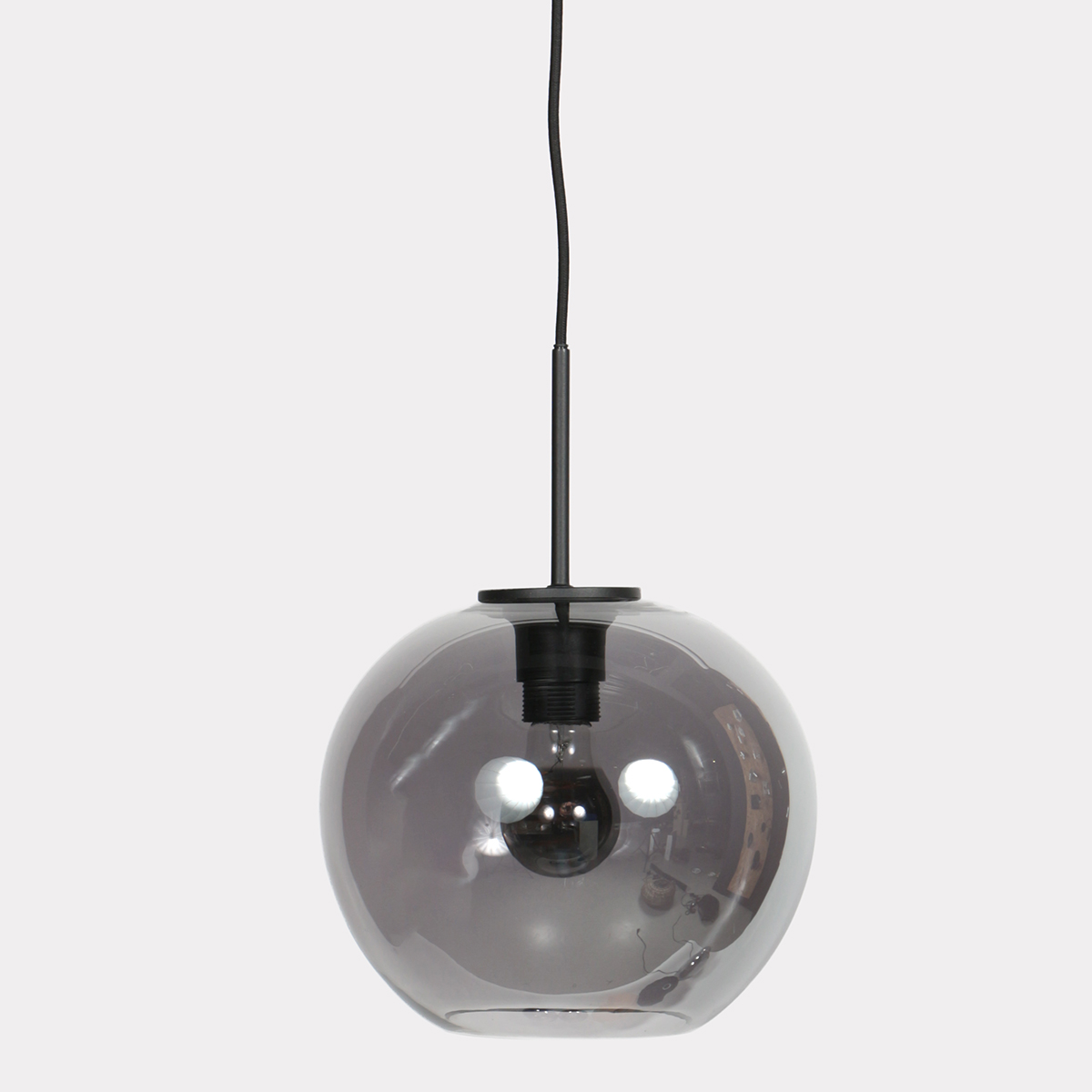 Suspension noire avec globe suspendu en verre fumé Mexlite HaloSwap – Image 7