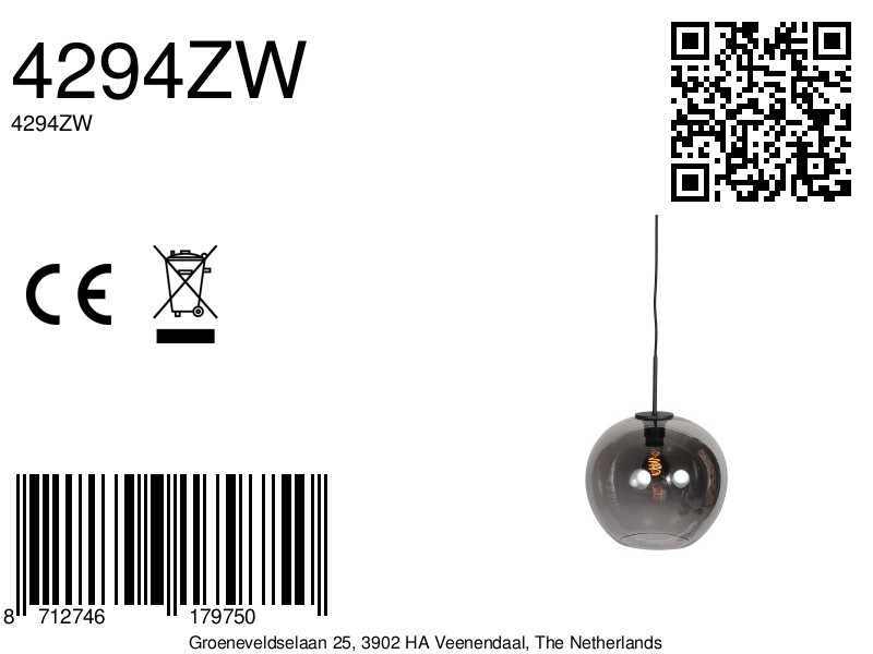 Suspension avec boule noire en verre fumé Mexlite HaloSwap – Image 11