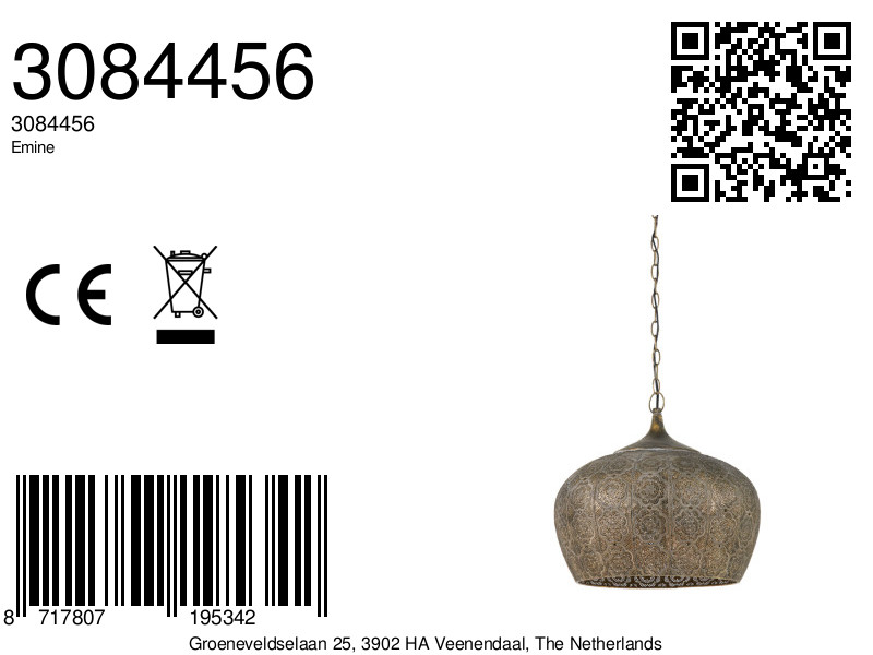 Suspension en métal perforé couleur bronze Light & Living Emine – Image 10