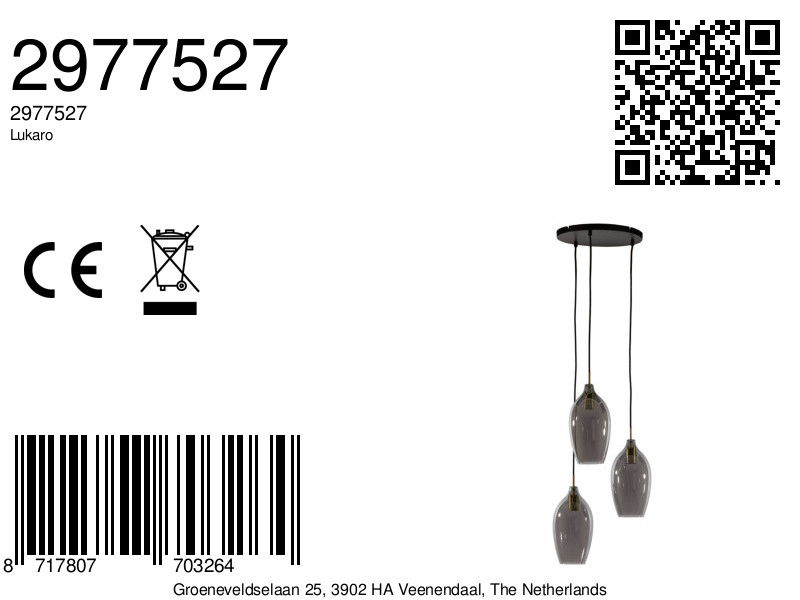 Suspension en verre à trois points lumineux Light & Living Lukaro – Image 7