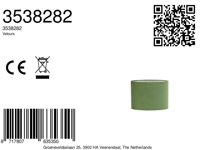 Abat-jour vert, forme cylindrique Light & Living Velours – Image 9