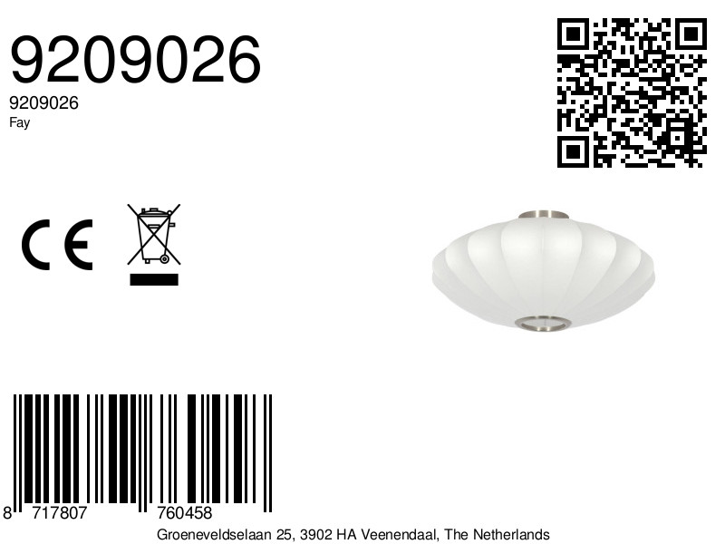 Plafonnier ovale en tissu blanc Light & Living Fay – Image 8