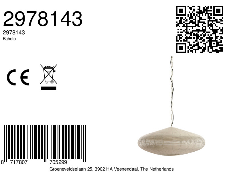 Suspension avec abat-jour en lin Light & Living Bahoto – Image 8