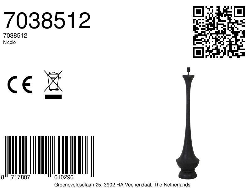 Piedestal de lampe de table noire élégant Light & Living Nicolo – Image 8