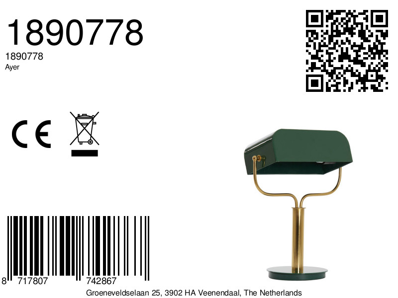 Lampe banquier en métal avec abat-jour vert Light & Living Ayer – Image 7