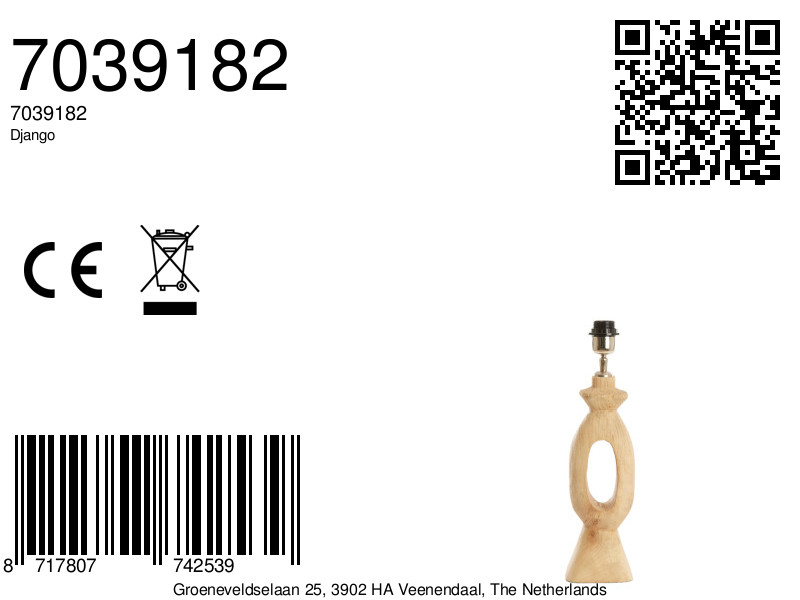 Sculpture de pied de lampe en bois Light & Living Django – Image 7