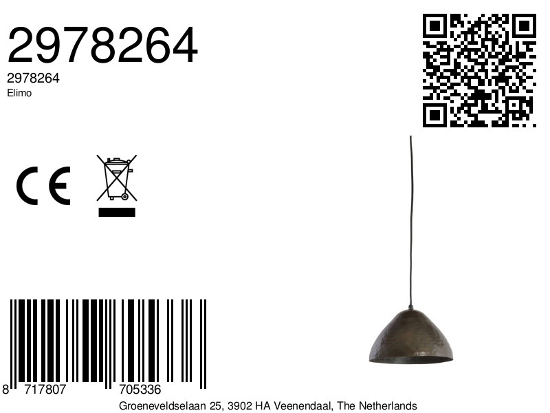 Suspension en métal noir mat Light & Living Elimo – Image 8