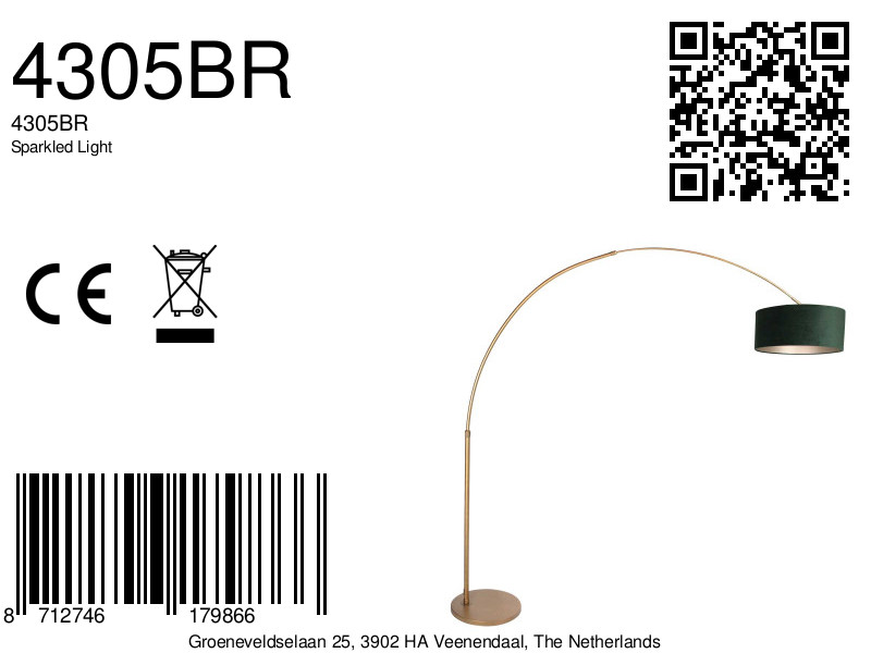 Lampadaire bronze avec abat-jour velours vert Steinhauer Sparkled Light – Image 16