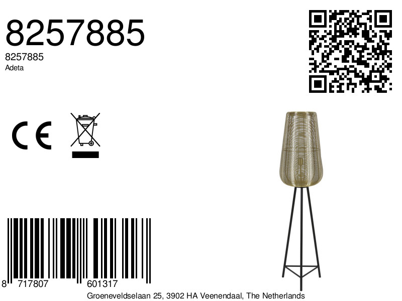 Lampadaire tressé doré Light & Living Adeta – Image 9