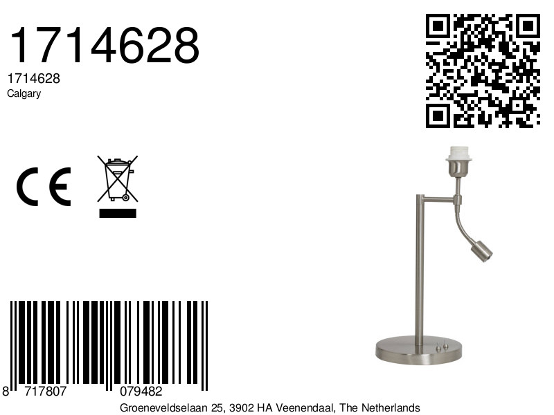 Lampe de table classique argentée Light & Living Calgary – Image 7