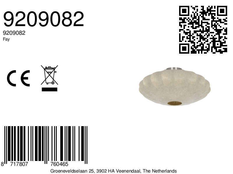 Plafonnier avec abat-jour suspendu en lin Light & Living Fay – Image 8