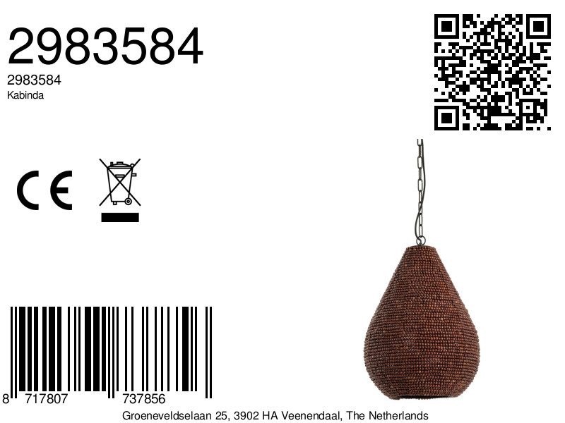 Suspension avec perles marron Light & Living Kabinda – Image 3