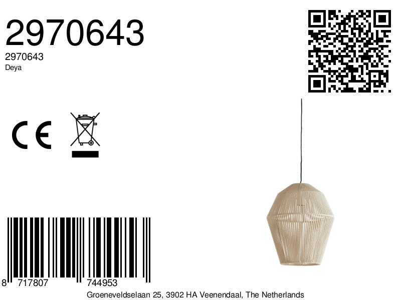 Suspension naturelle avec abat-jour tressé Light & Living Deya – Image 9