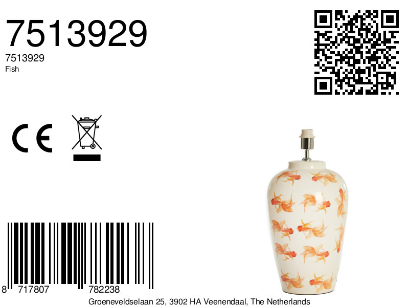 Socle de lampe en céramique avec des poissons Light & Living Fish – Image 5