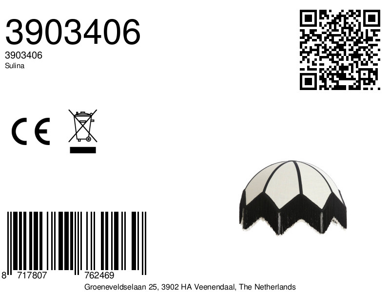 Abat-jour à franges noir et blanc Light & Living Sulina – Image 6