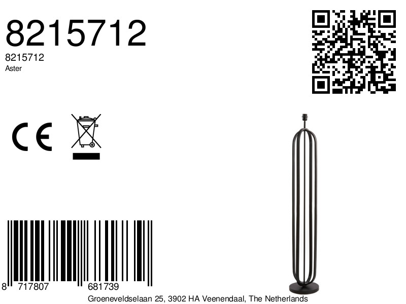 Socle de lampe en métal noir Light & Living Aster – Image 7