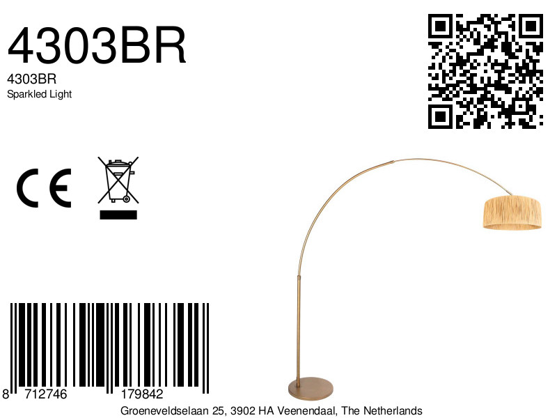 Lampadaire bronze classique avec abat-jour en jonc Steinhauer Sparkled Light – Image 18