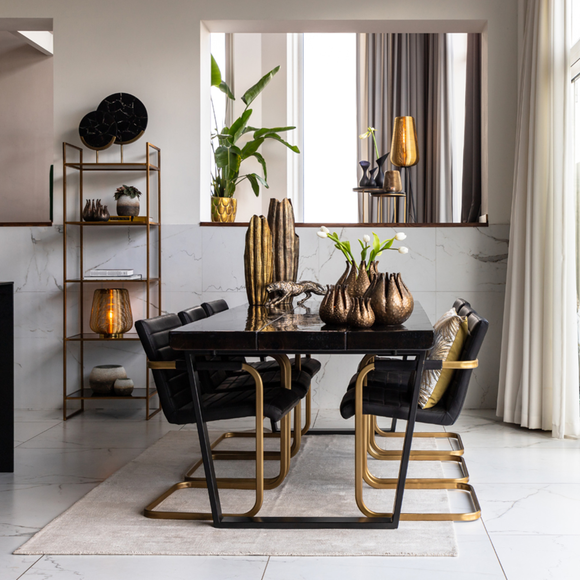 Lampadaire tressé doré Light & Living Adeta – Image 4