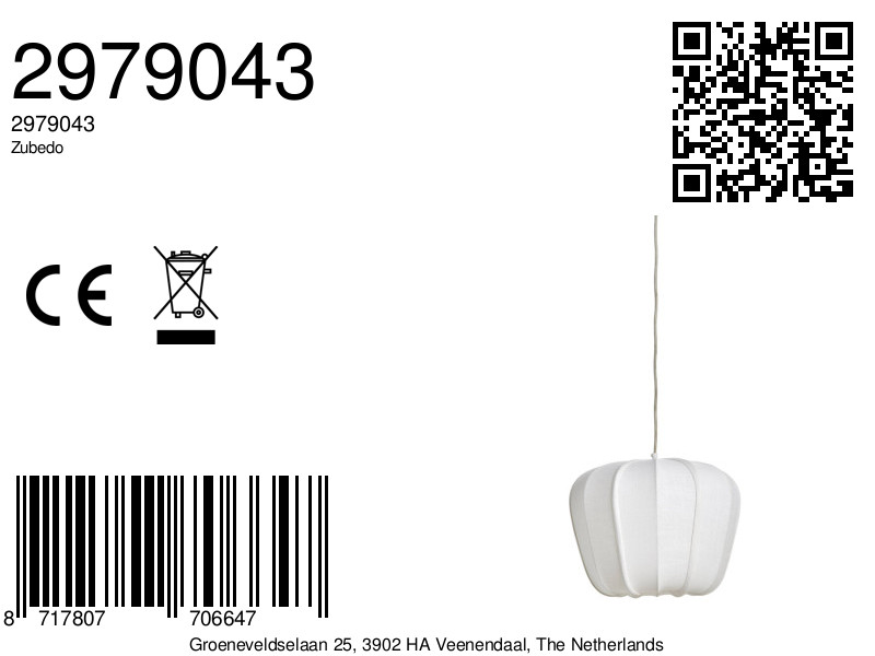Suspension blanche en tissu à aspect doux Light & Living Zubedo – Image 6